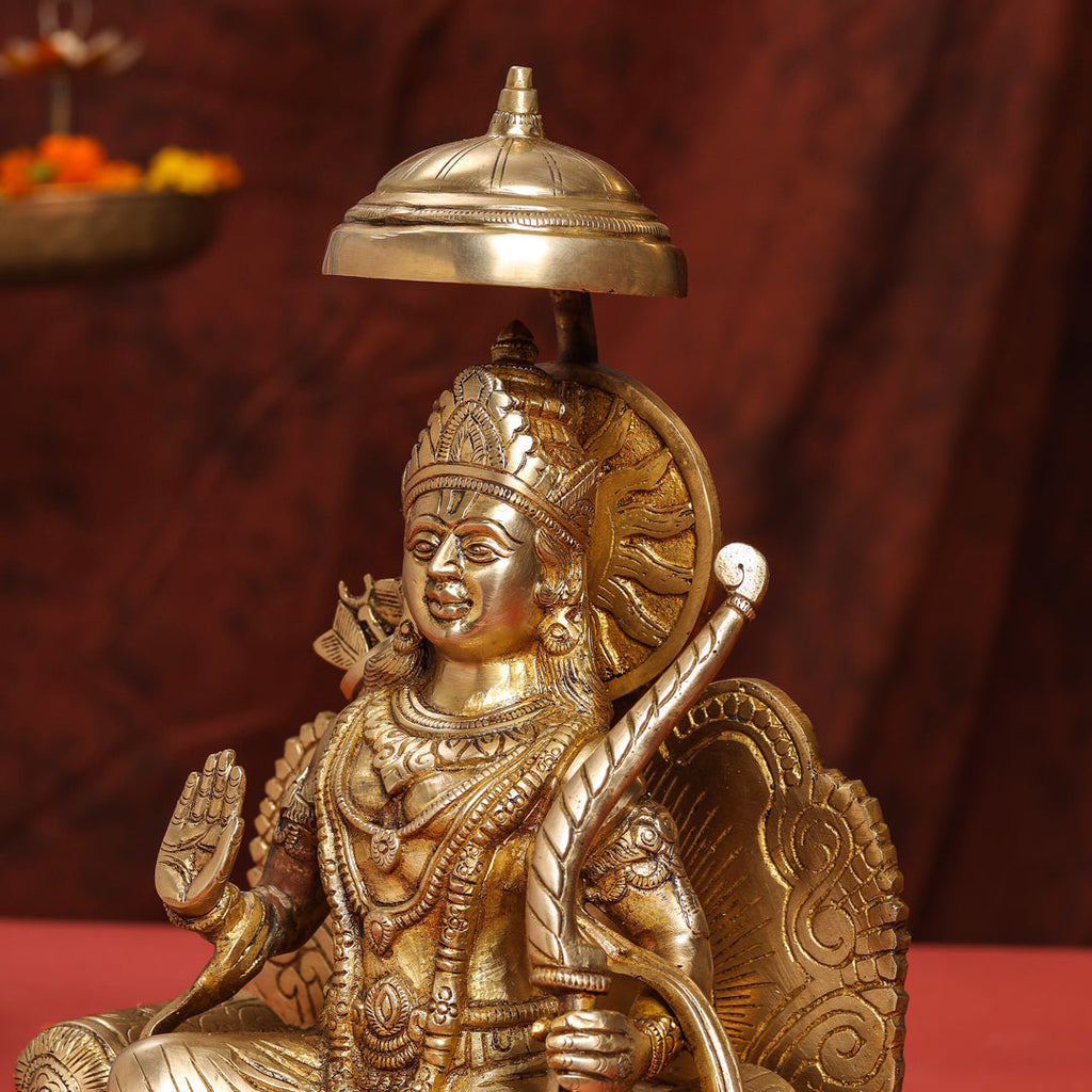 Brass Lord Ram On Throne (Singhasan) Idol (15 Inch) Vedansh Craft