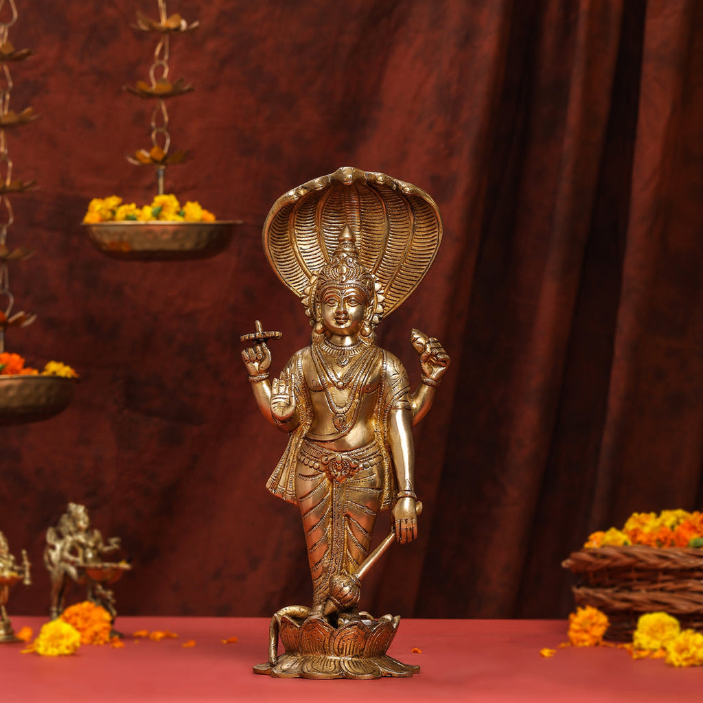 Brass Standing Lord Vishnu Idol (16.5 Inch) Vedansh Craft