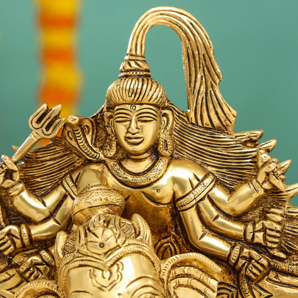 Brass Sitting Ganesha On Throne (Singhasan) Idol (16 Inch) Vedansh Craft