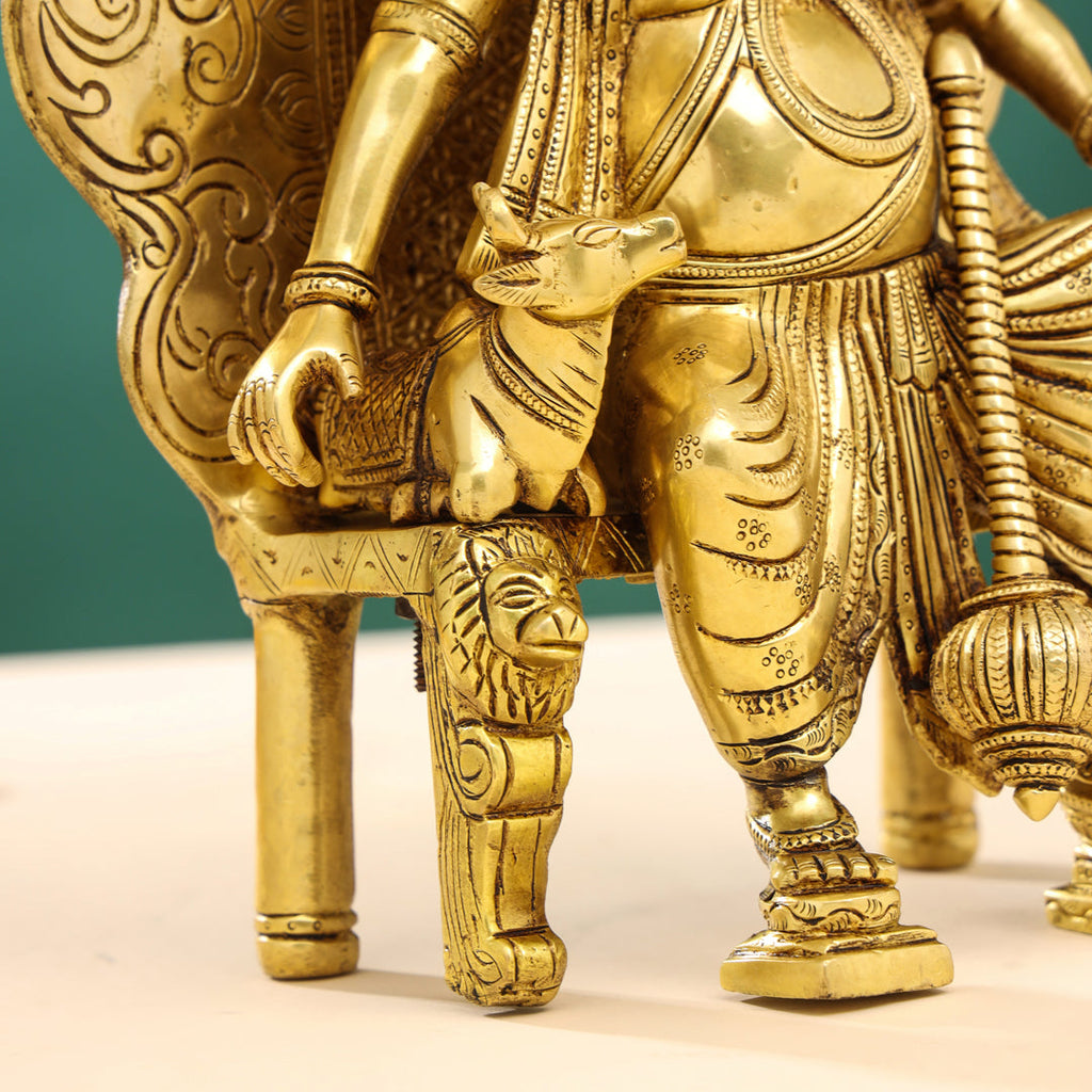 Brass Sitting Ganesha On Throne (Singhasan) Idol (16 Inch) Vedansh Craft