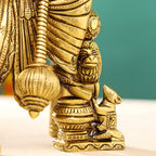 Brass Sitting Ganesha On Throne (Singhasan) Idol (16 Inch) Vedansh Craft