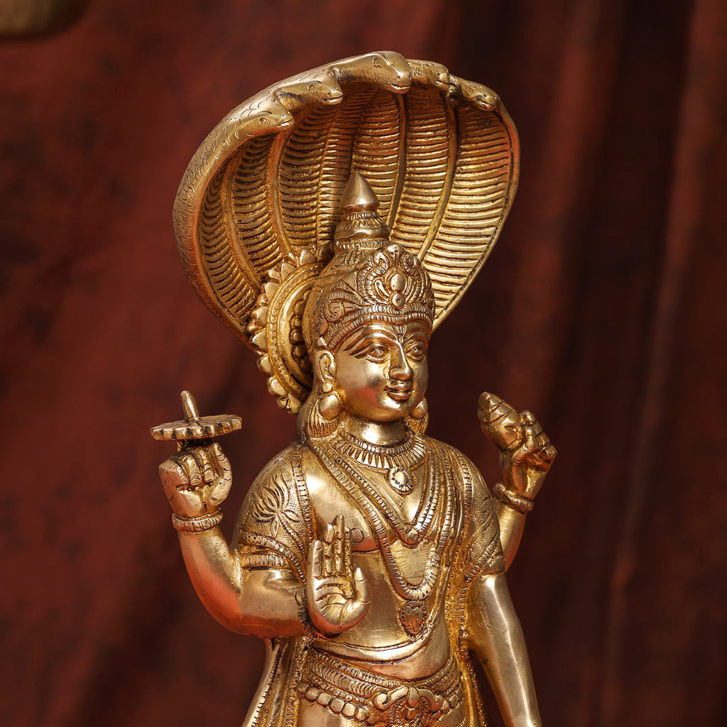 Brass Standing Lord Vishnu Idol (16.5 Inch) Vedansh Craft