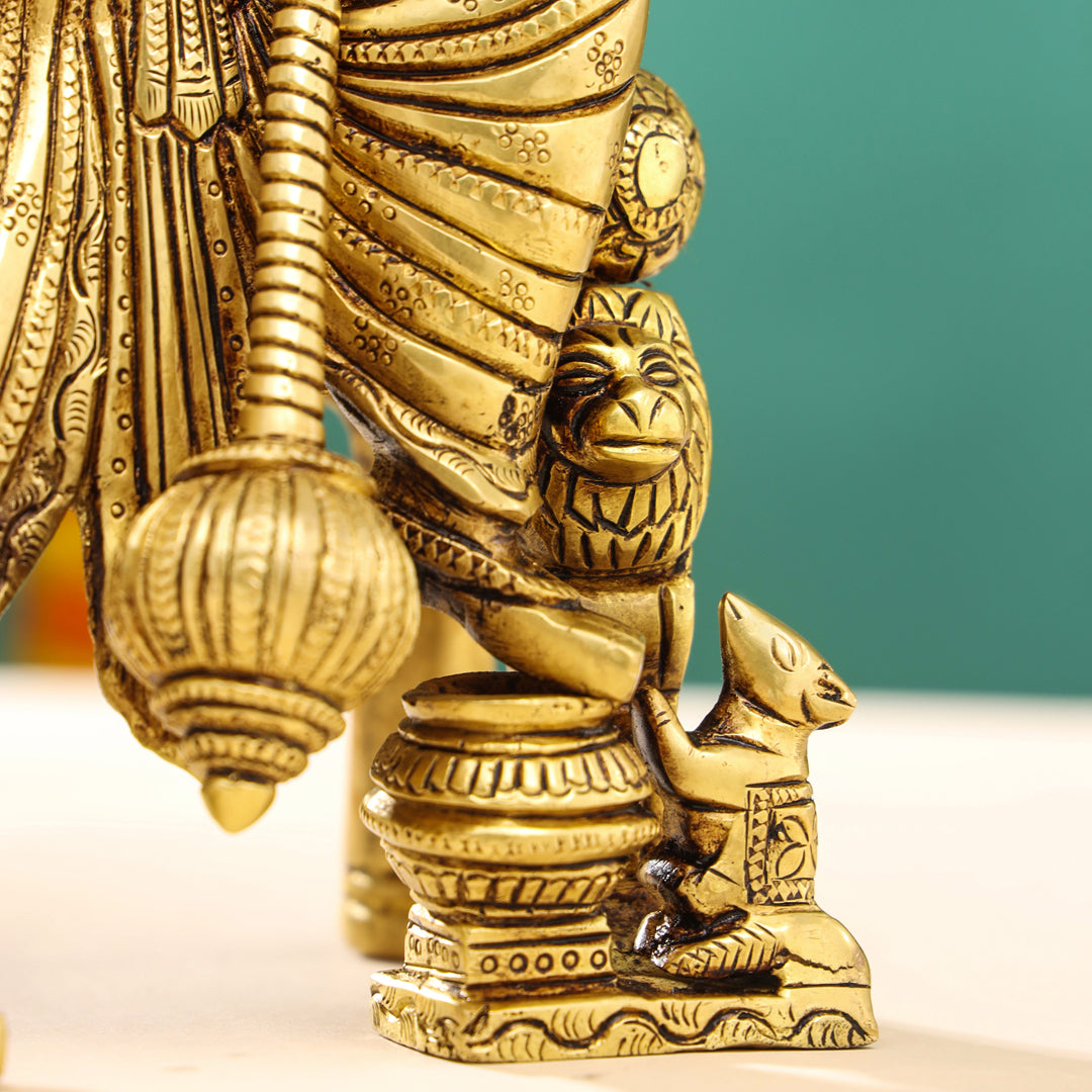 Brass Sitting Ganesha On Throne (Singhasan) Idol (16 Inch) Vedansh Craft