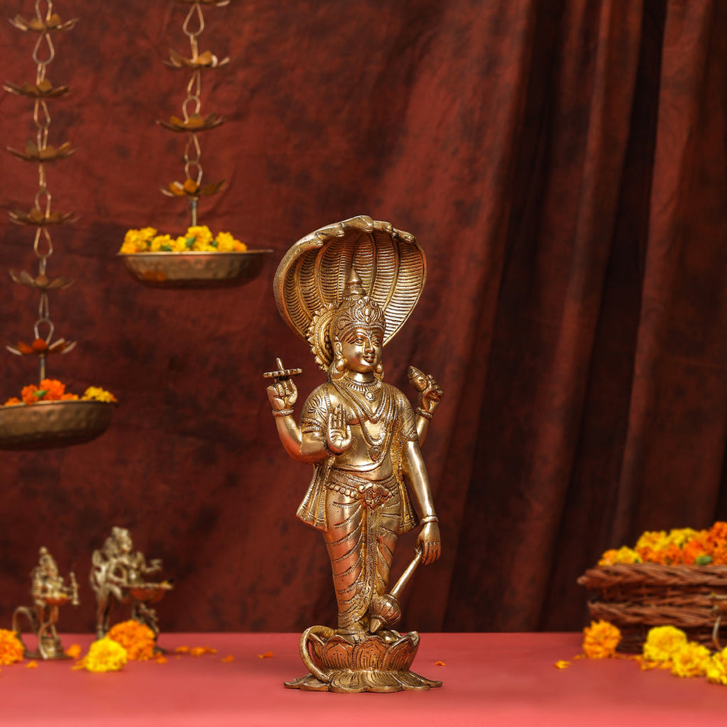 Brass Standing Lord Vishnu Idol (16.5 Inch) Vedansh Craft