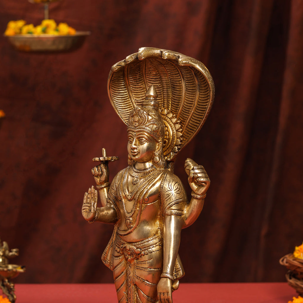 Brass Standing Lord Vishnu Idol (16.5 Inch) Vedansh Craft