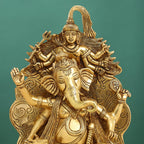 Brass Sitting Ganesha On Throne (Singhasan) Idol (16 Inch) Vedansh Craft