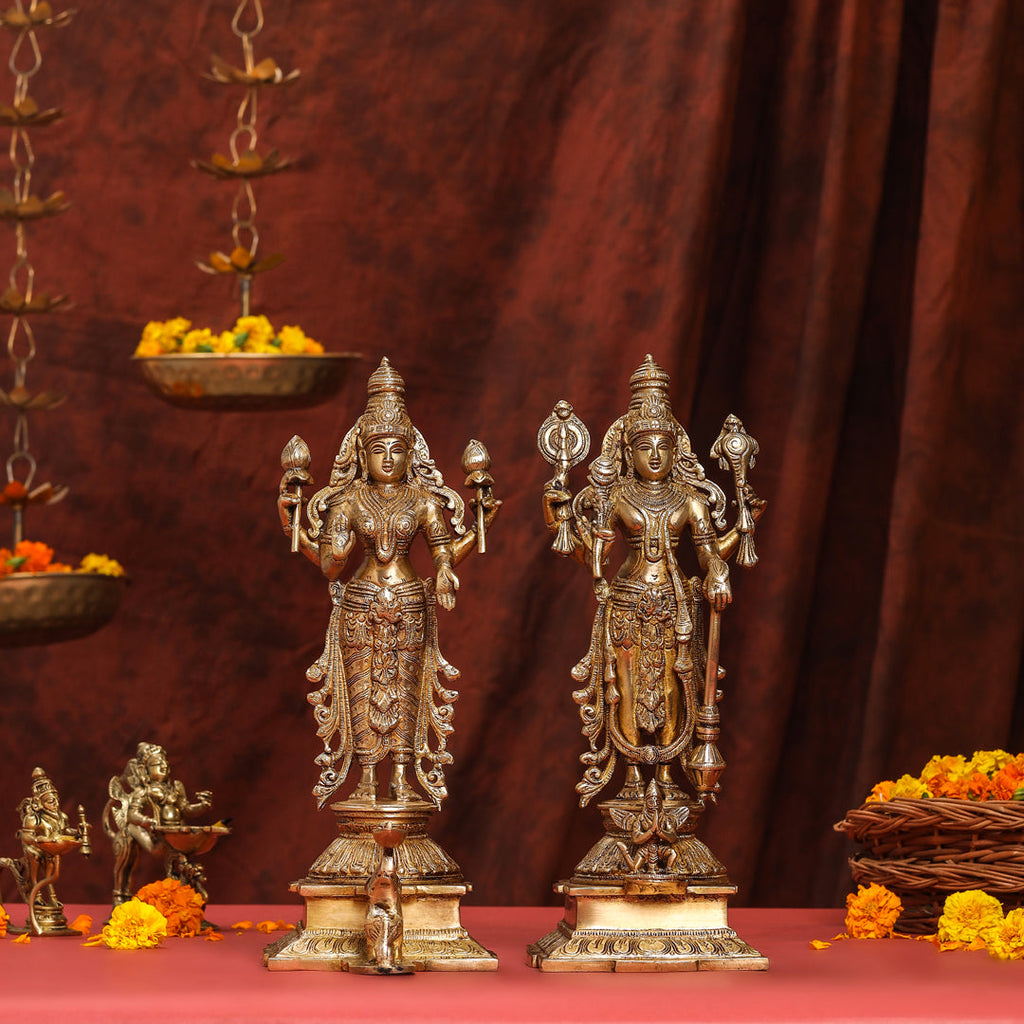 Brass Standing Vishnu Lakshmi Set (15 Inch) Vedansh Craft