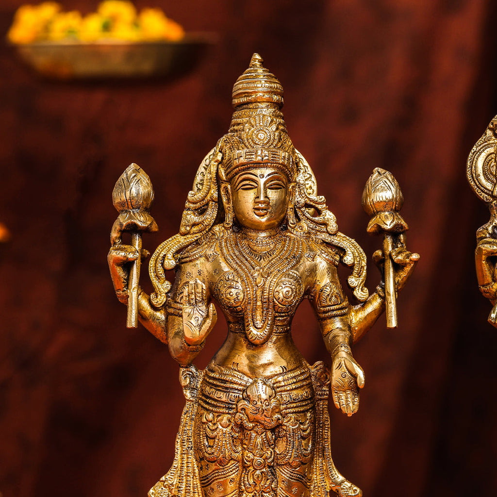 Brass Standing Vishnu Lakshmi Set (15 Inch) Vedansh Craft