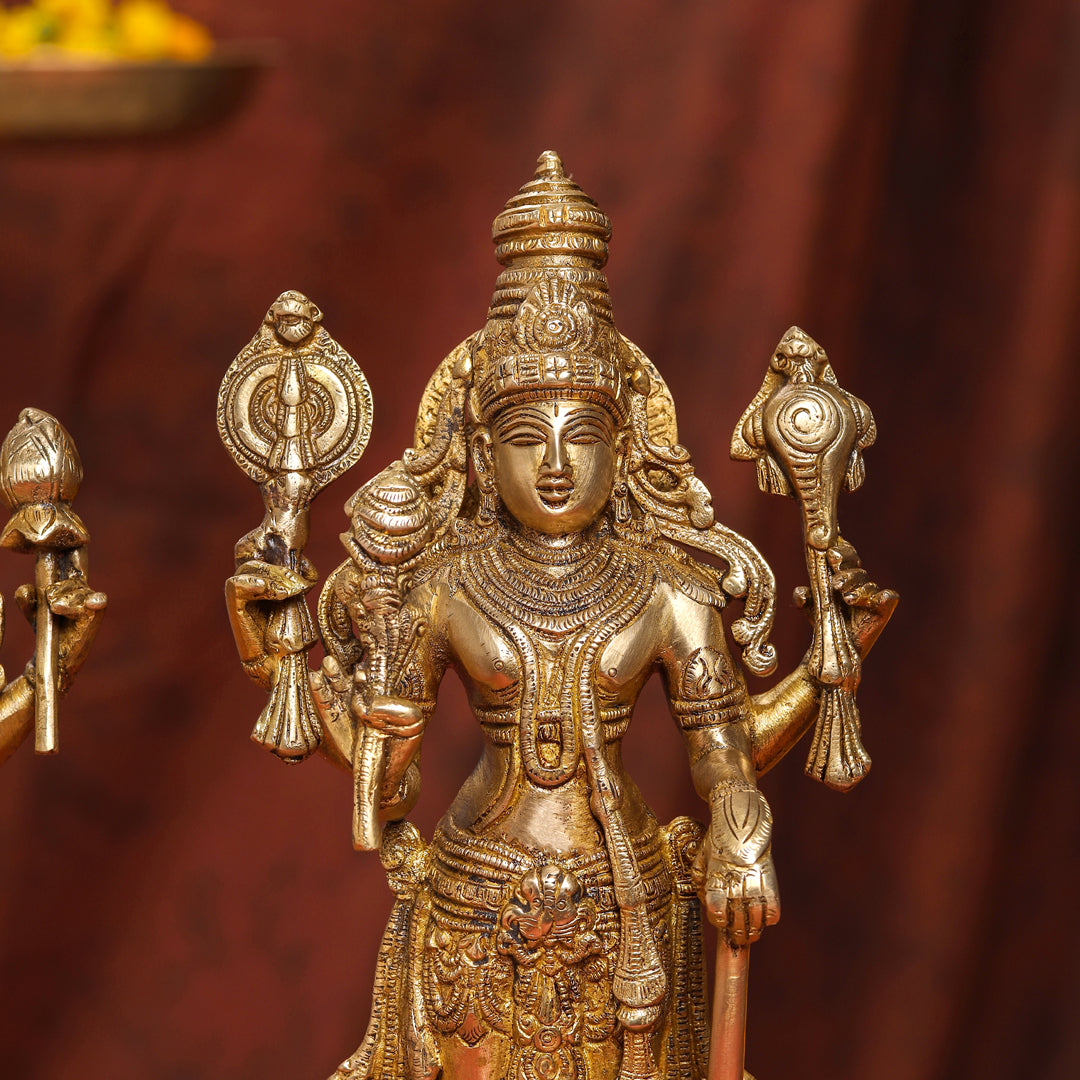 Brass Standing Vishnu Lakshmi Set (15 Inch) Vedansh Craft