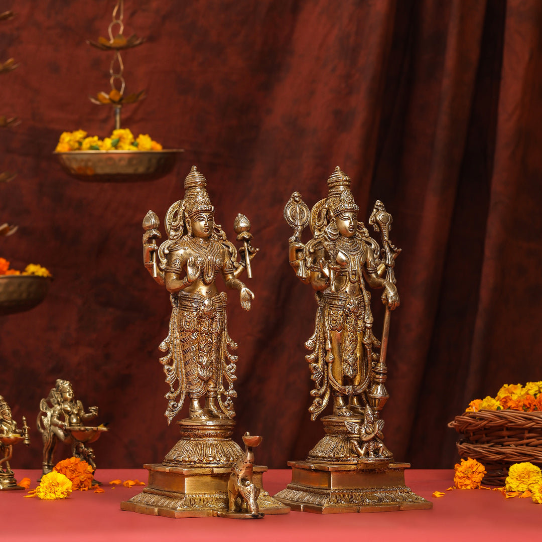 Brass Standing Vishnu Lakshmi Set (15 Inch) Vedansh Craft