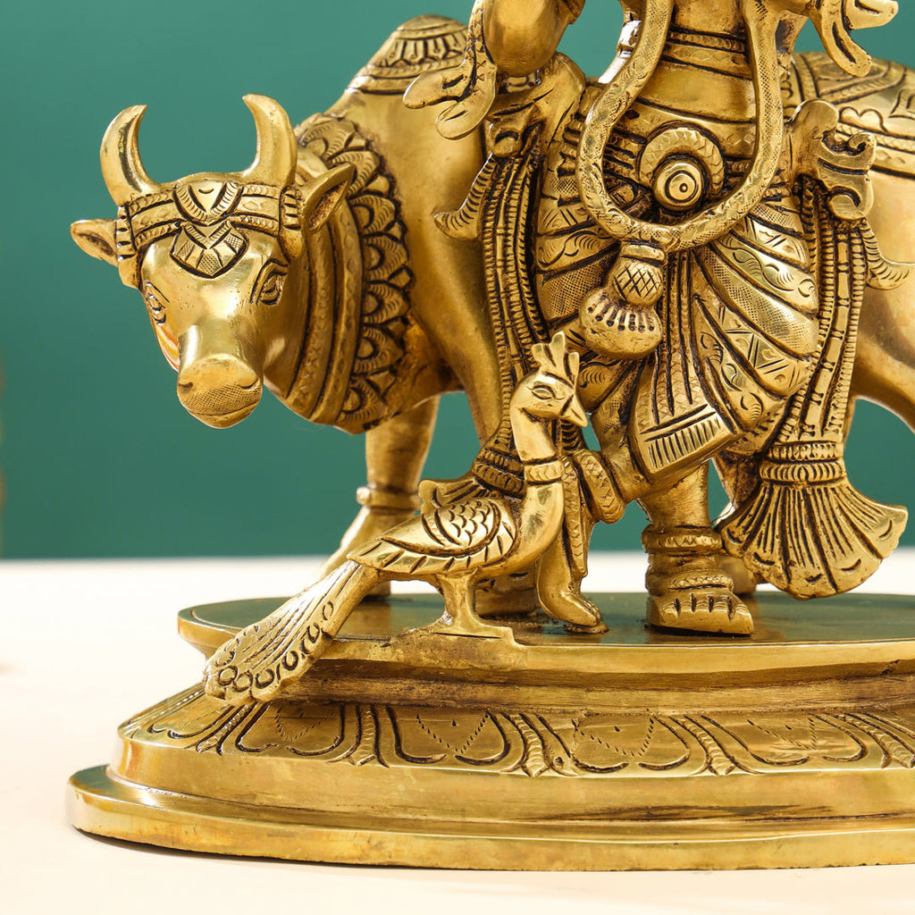 Brass Superfine Standing Lord Krishna With Cow Idol (13 Inch) Vedansh Craft