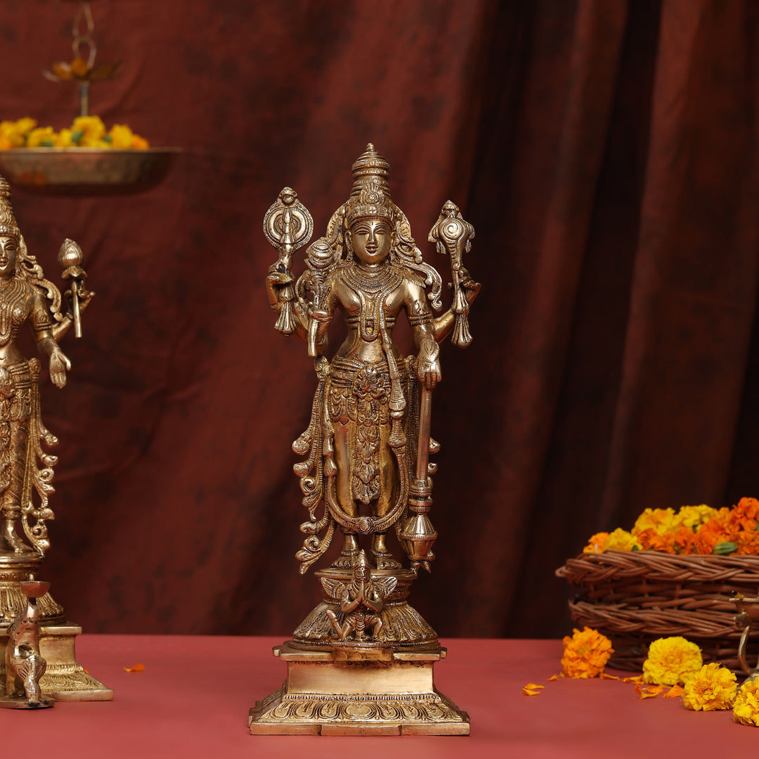 Brass Standing Vishnu Lakshmi Set (15 Inch) Vedansh Craft