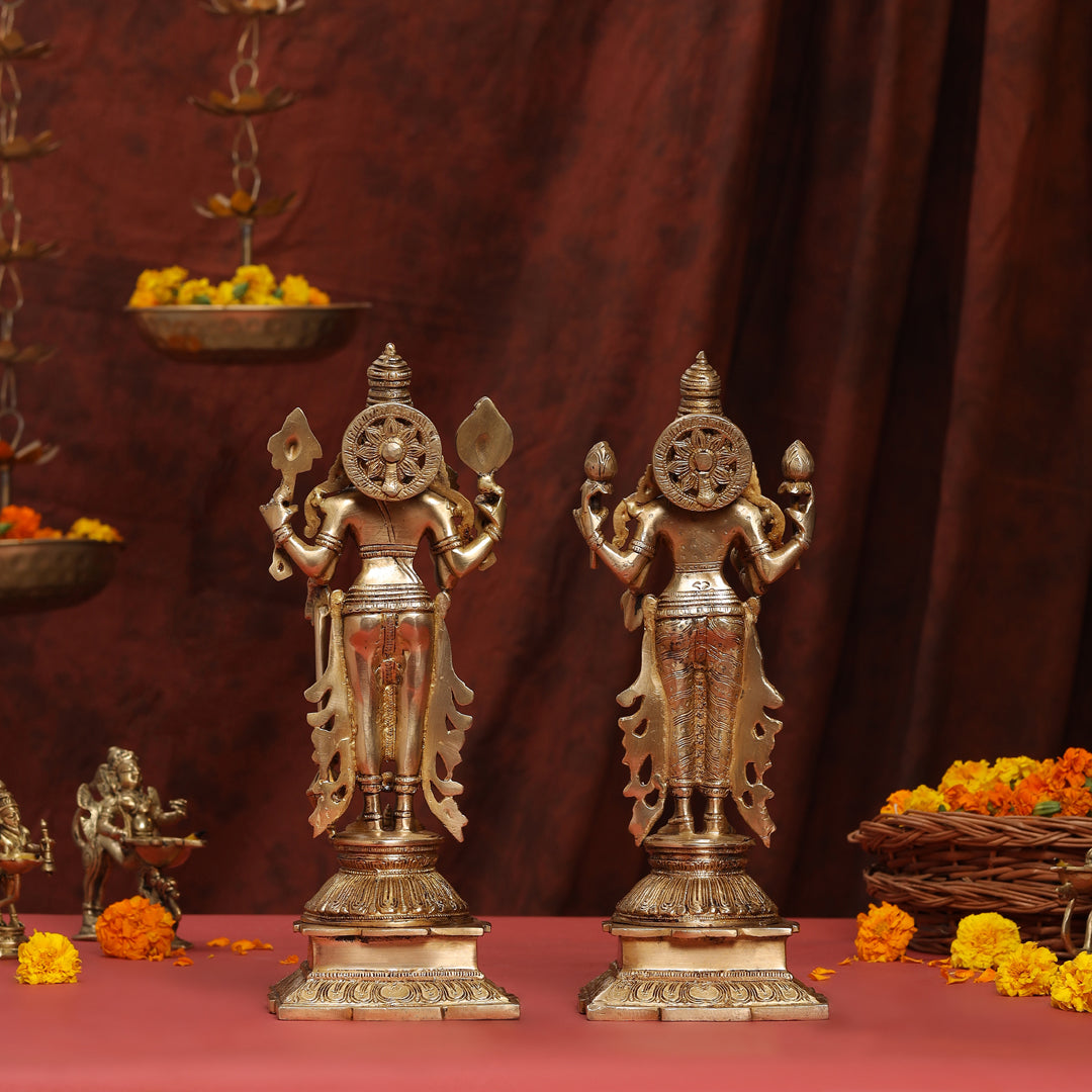 Brass Standing Vishnu Lakshmi Set (15 Inch) Vedansh Craft