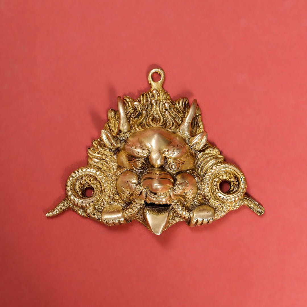 Brass Yali Face Wall Hanging (5.5 Inch) Vedansh Craft