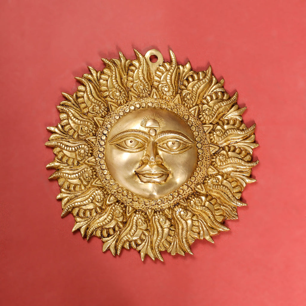 Brass Sun Face Wall Hanging (6.5 Inch) Vedansh Craft
