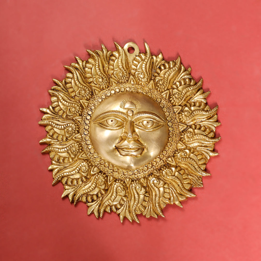 Brass Sun Face Wall Hanging (6.5 Inch) Vedansh Craft