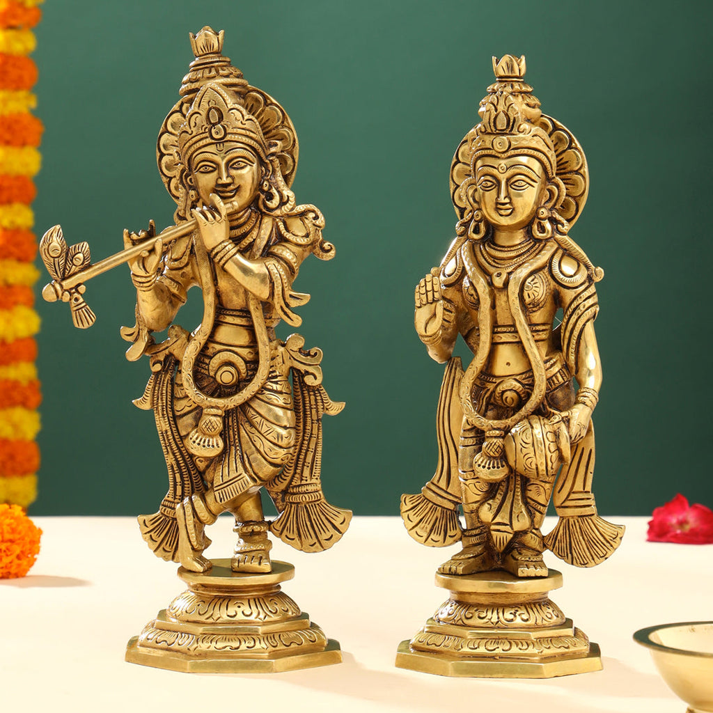 Brass Superfine Standing Radha krishna Idols Set (12 Inch) Vedansh Craft