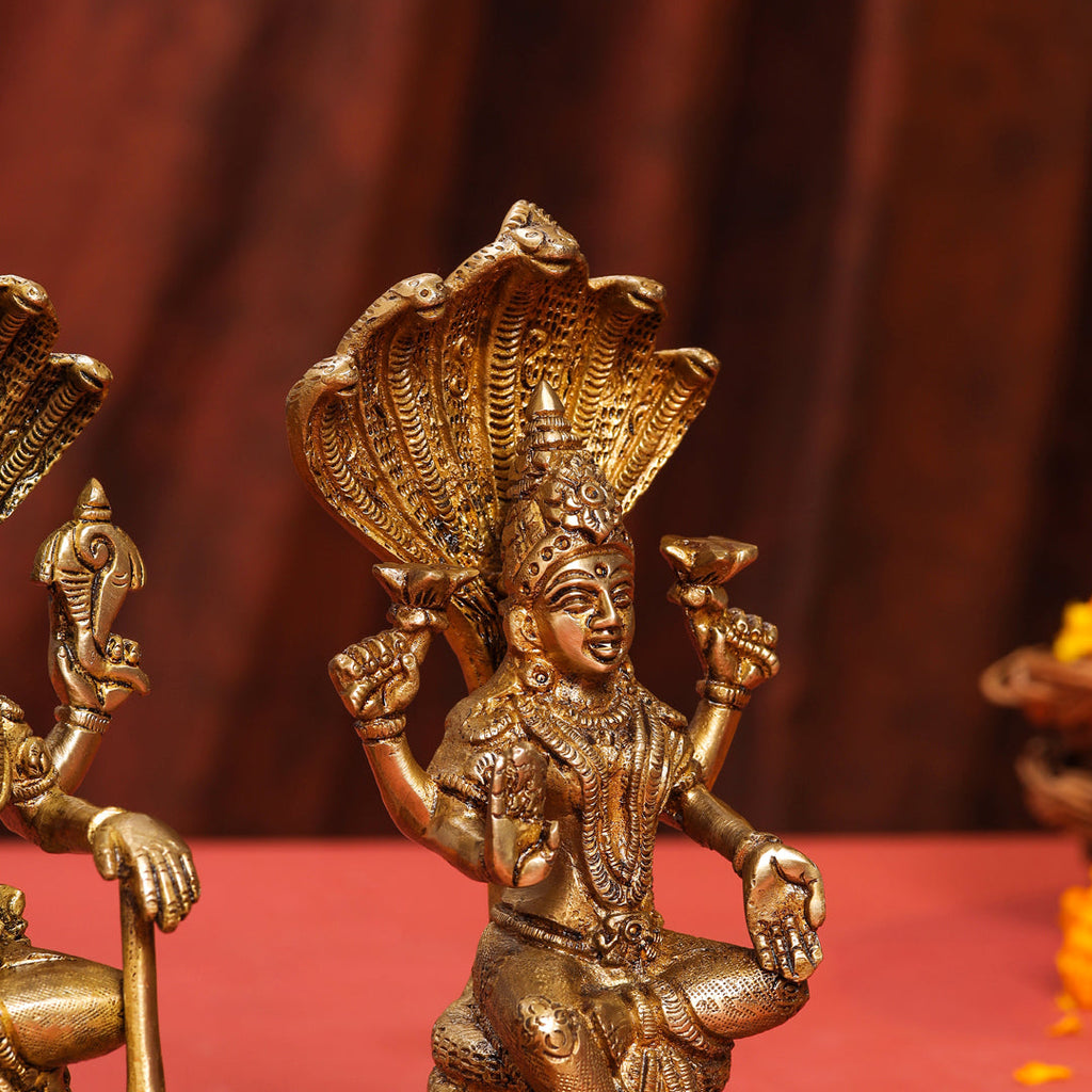 Brass Sitting Vishnu Lakshmi Set (8.5 Inch) Vedansh Craft