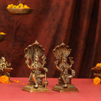 Brass Sitting Vishnu Lakshmi Set (8.5 Inch) Vedansh Craft