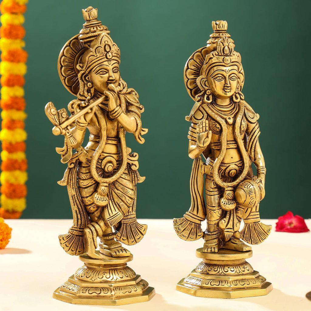 Brass Superfine Standing Radha krishna Idols Set (12 Inch) Vedansh Craft
