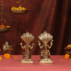 Brass Sitting Vishnu Lakshmi Set (8.5 Inch) Vedansh Craft