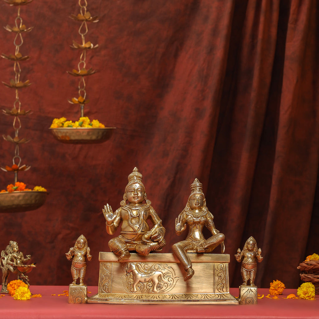 Brass Sitting Kuber And Lakshmi Idol (12 Inch) Vedansh Craft