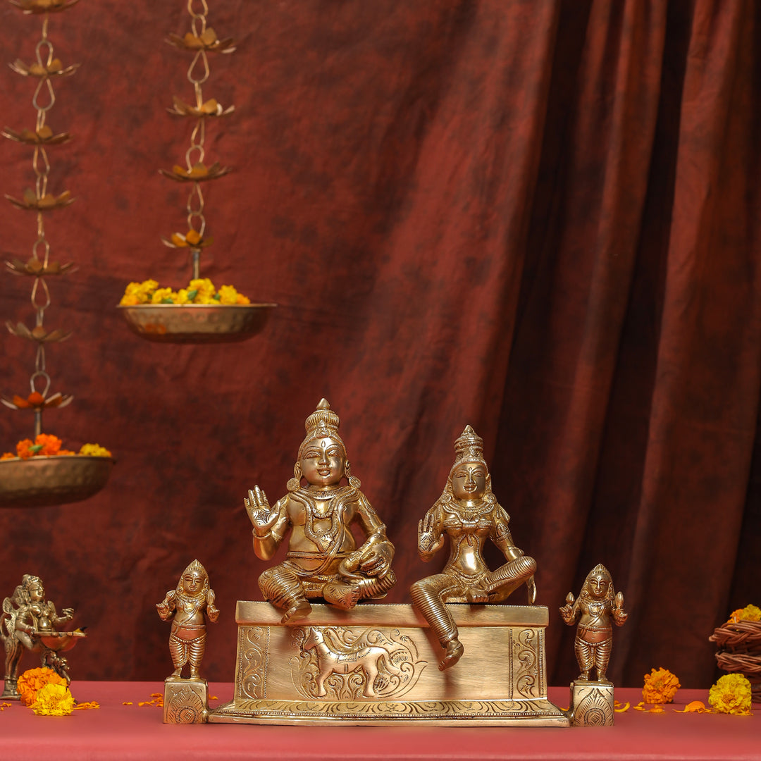 Brass Sitting Kuber And Lakshmi Idol (12 Inch) Vedansh Craft