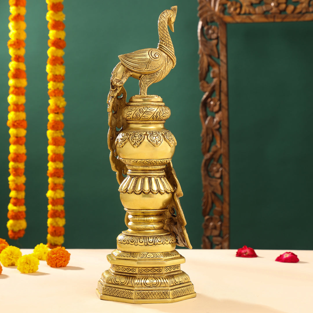 Brass Decorative Peacock Figurine (20 Inch) Vedansh Craft