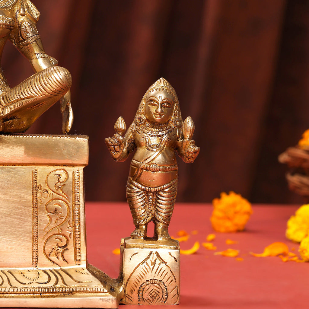 Brass Sitting Kuber And Lakshmi Idol (12 Inch) Vedansh Craft