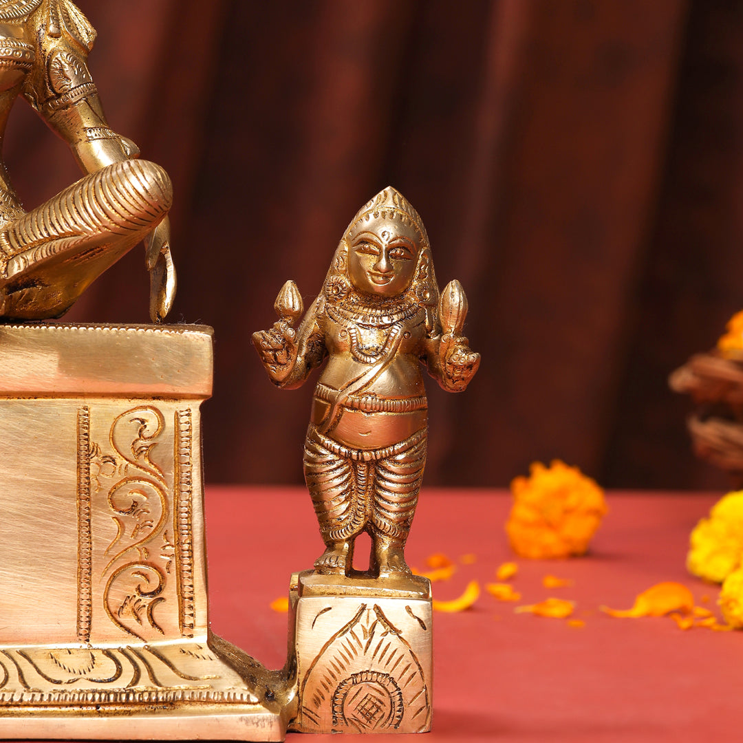 Brass Sitting Kuber And Lakshmi Idol (12 Inch) Vedansh Craft