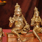 Brass Sitting Kuber And Lakshmi Idol (12 Inch) Vedansh Craft
