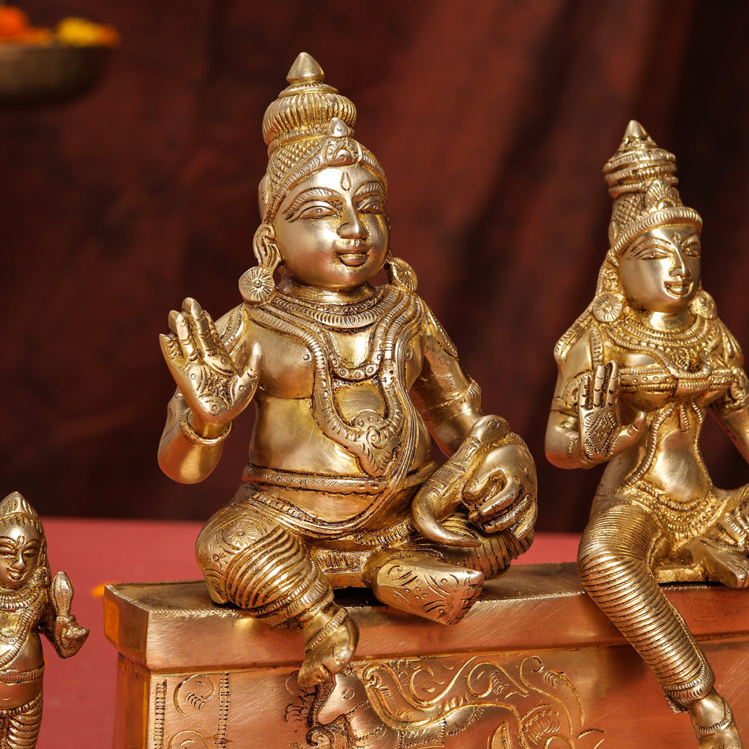 Brass Sitting Kuber And Lakshmi Idol (12 Inch) Vedansh Craft