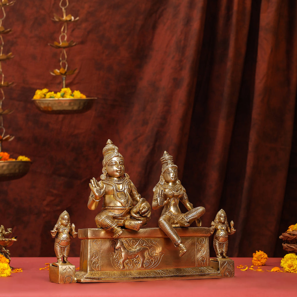 Brass Sitting Kuber And Lakshmi Idol (12 Inch) Vedansh Craft