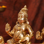 Brass Sitting Kuber And Lakshmi Idol (12 Inch) Vedansh Craft