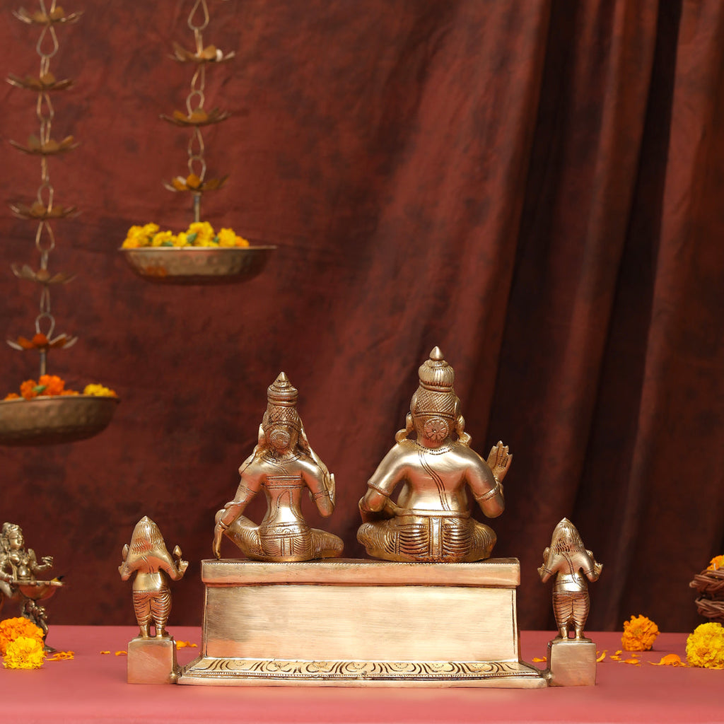 Brass Sitting Kuber And Lakshmi Idol (12 Inch) Vedansh Craft