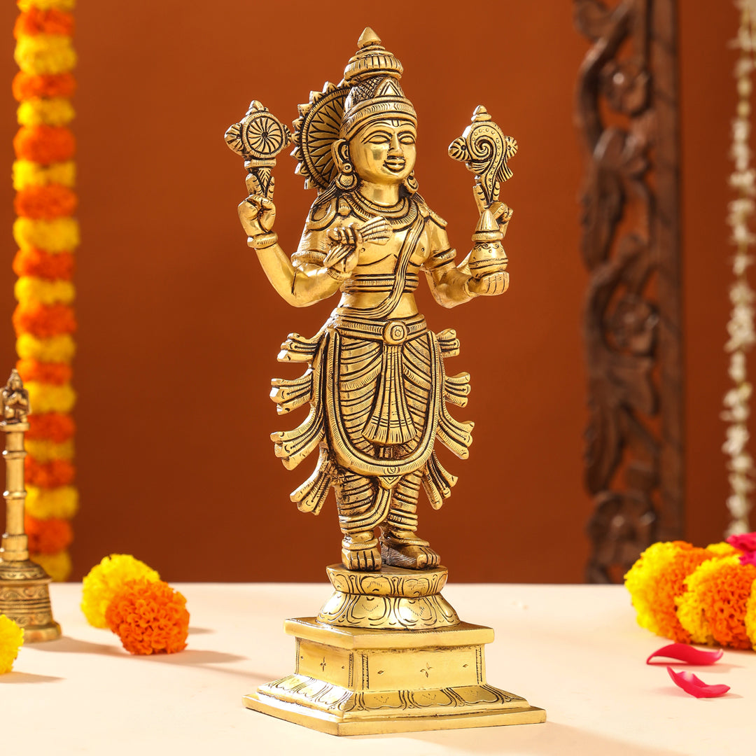 Brass Lord Dhanvantari Idol (13 Inch) Vedansh Craft