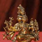 Brass Shiva Parvati Sitting Statue Vedansh Craft