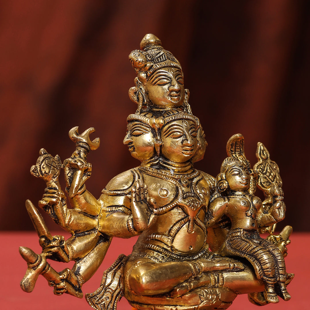 Brass Shiva Parvati Sitting Statue Vedansh Craft