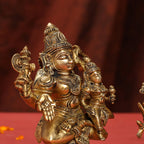 Brass Shiva Parvati Sitting Statue Vedansh Craft