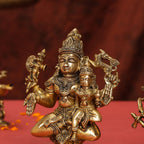 Brass Shiva Parvati Sitting Statue Vedansh Craft