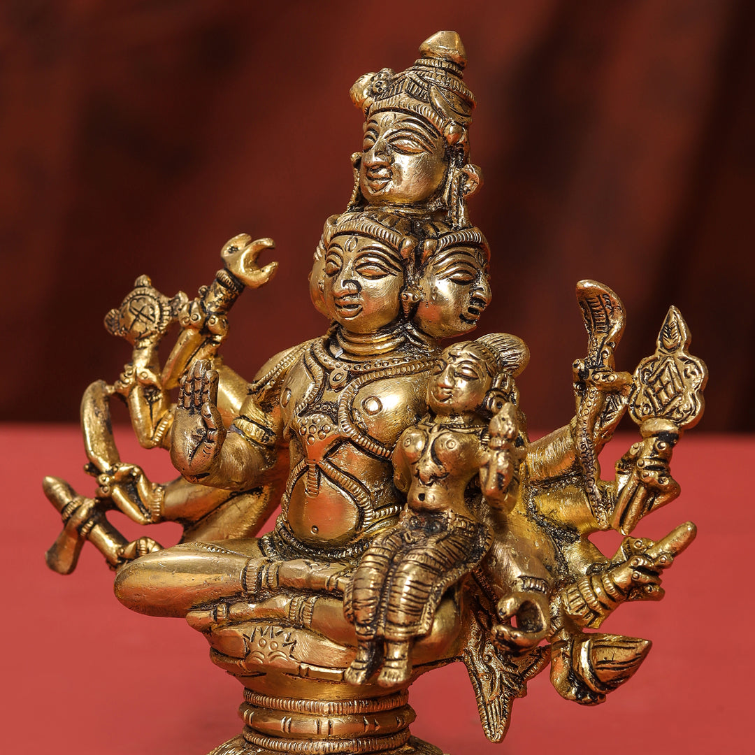 Brass Shiva Parvati Sitting Statue Vedansh Craft