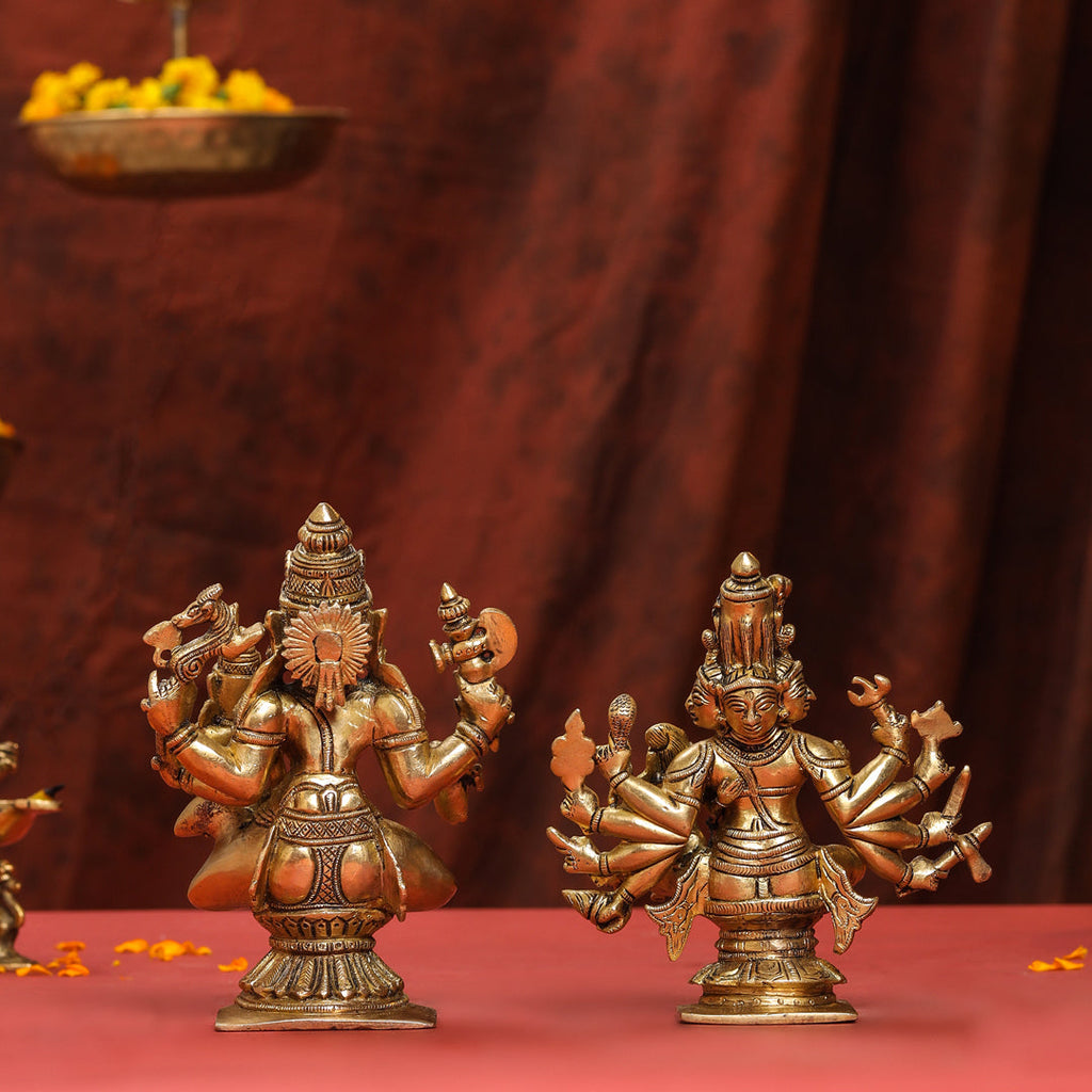 Brass Shiva Parvati Sitting Statue Vedansh Craft