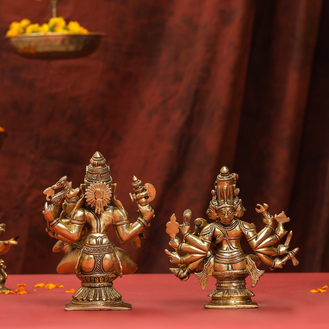 Brass Shiva Parvati Sitting Statue Vedansh Craft