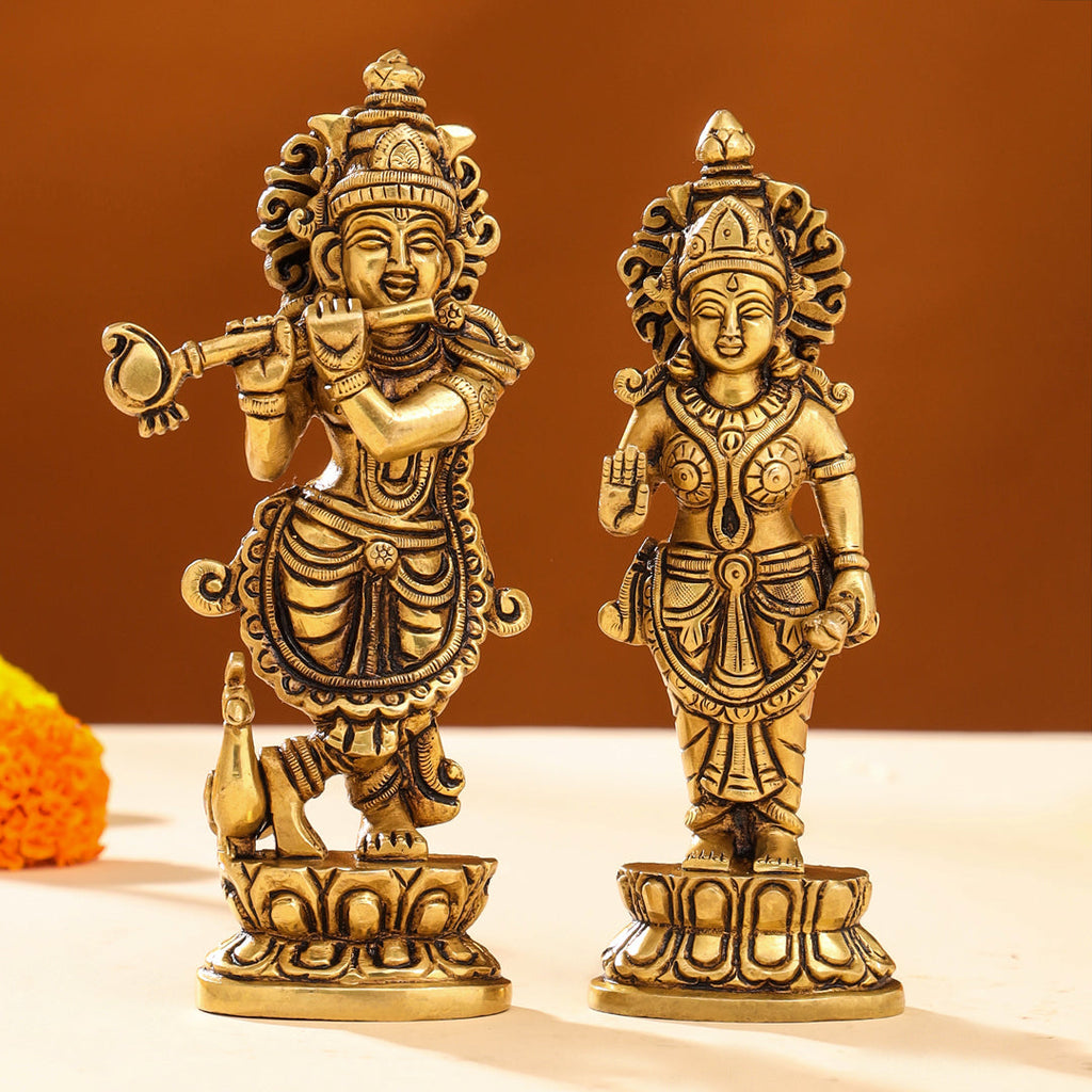 Brass Superfine Standing Radha krishna Idols Set (7 Inch) Vedansh Craft