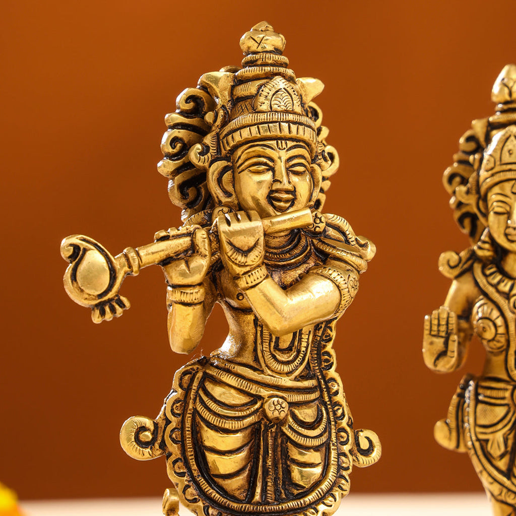 Brass Superfine Standing Radha krishna Idols Set (7 Inch) Vedansh Craft