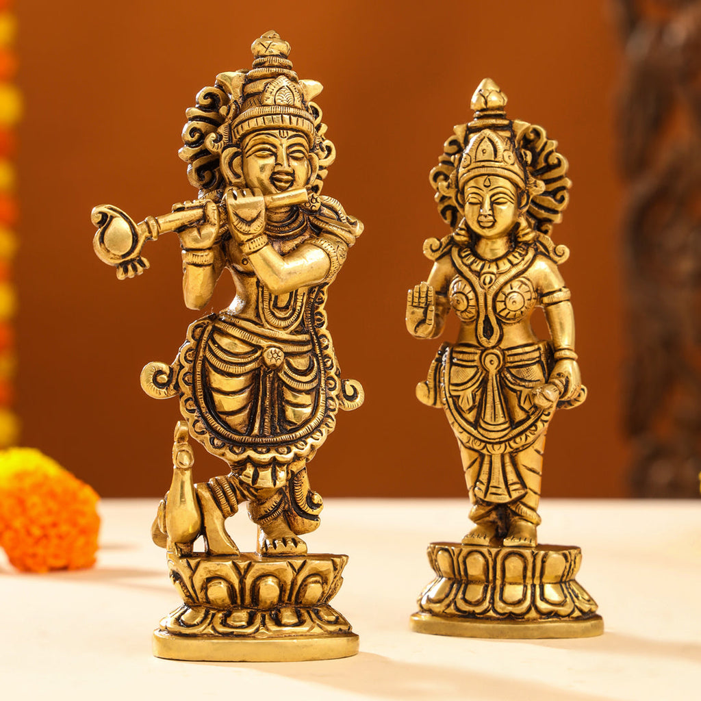 Brass Superfine Standing Radha krishna Idols Set (7 Inch) Vedansh Craft