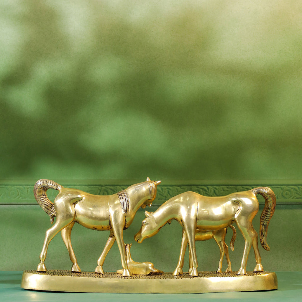 Brass Modern Horse Showpiece (11 Inch) Vedansh Craft