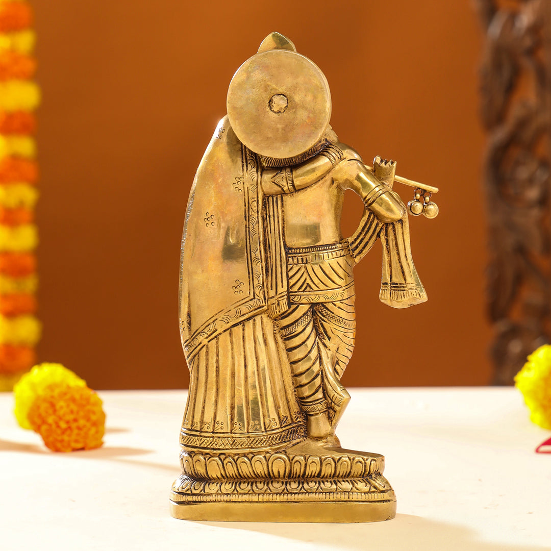 Brass Superfine Standing Radha Krishna Idol (9 Inch) Vedansh Craft