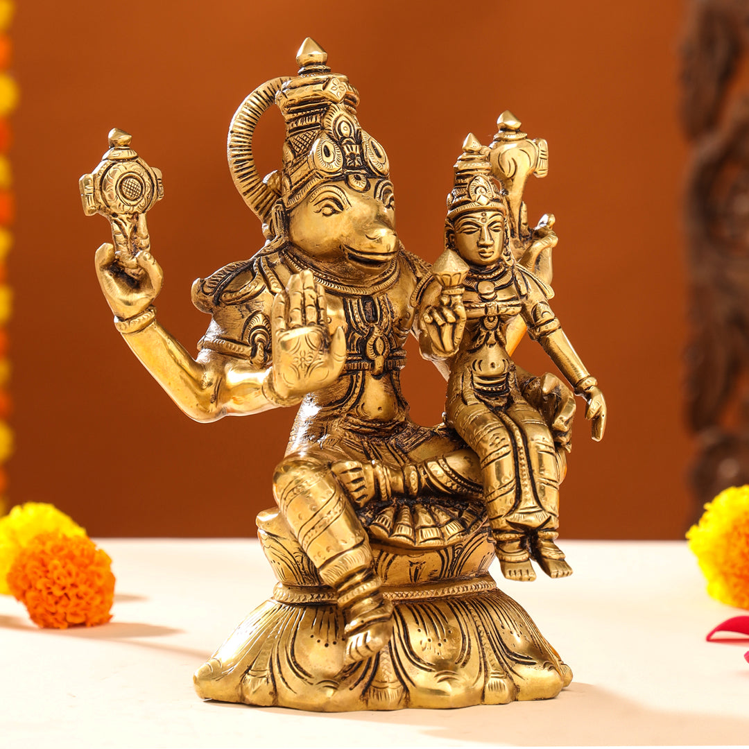 Brass Superfine Sitting Varaha Lakshmi Idol (10 Inch) Vedansh Craft