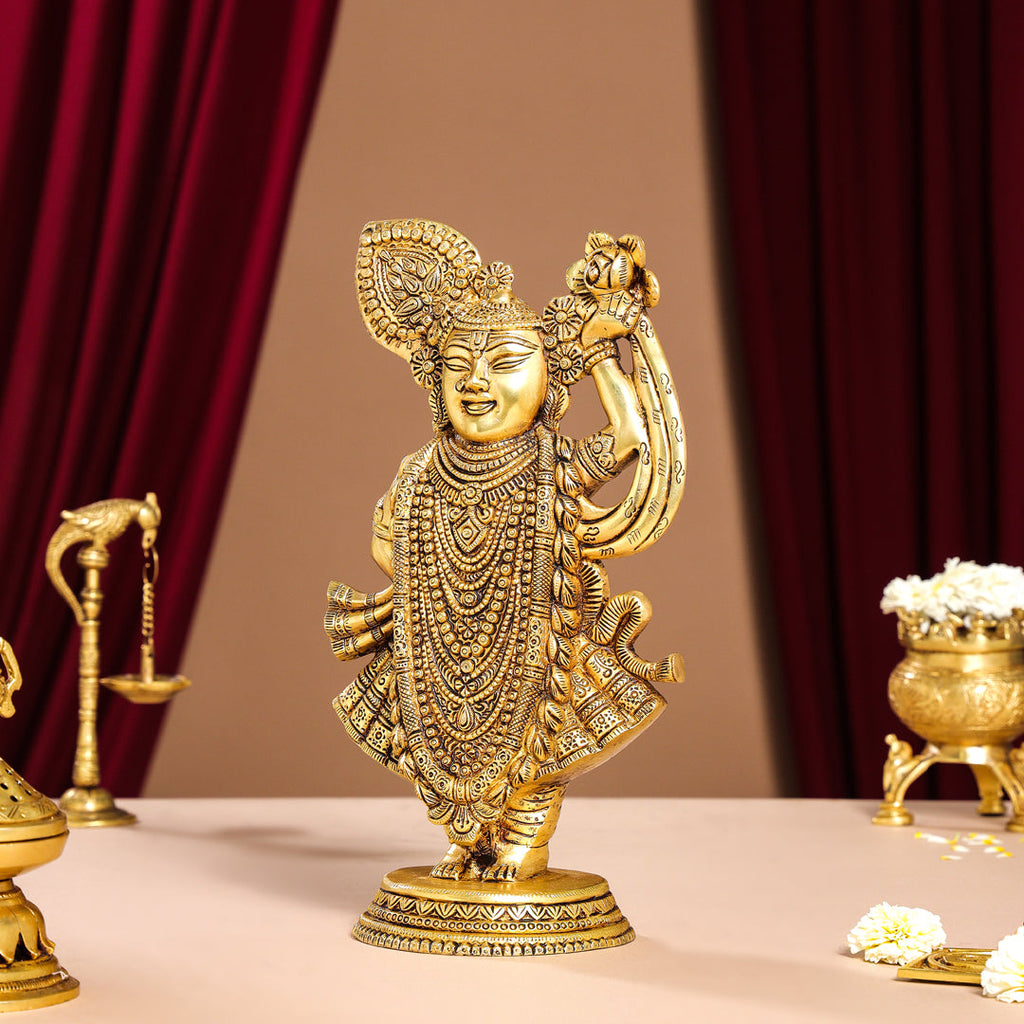 Brass Lord Shrinathji Idol (13 Inch) Vedansh Craft